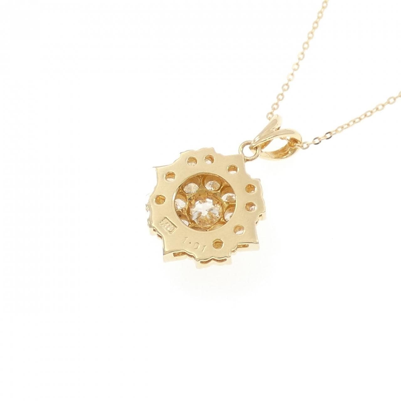K18YG フラワー ダイヤモンド ネックレス 1.01CT