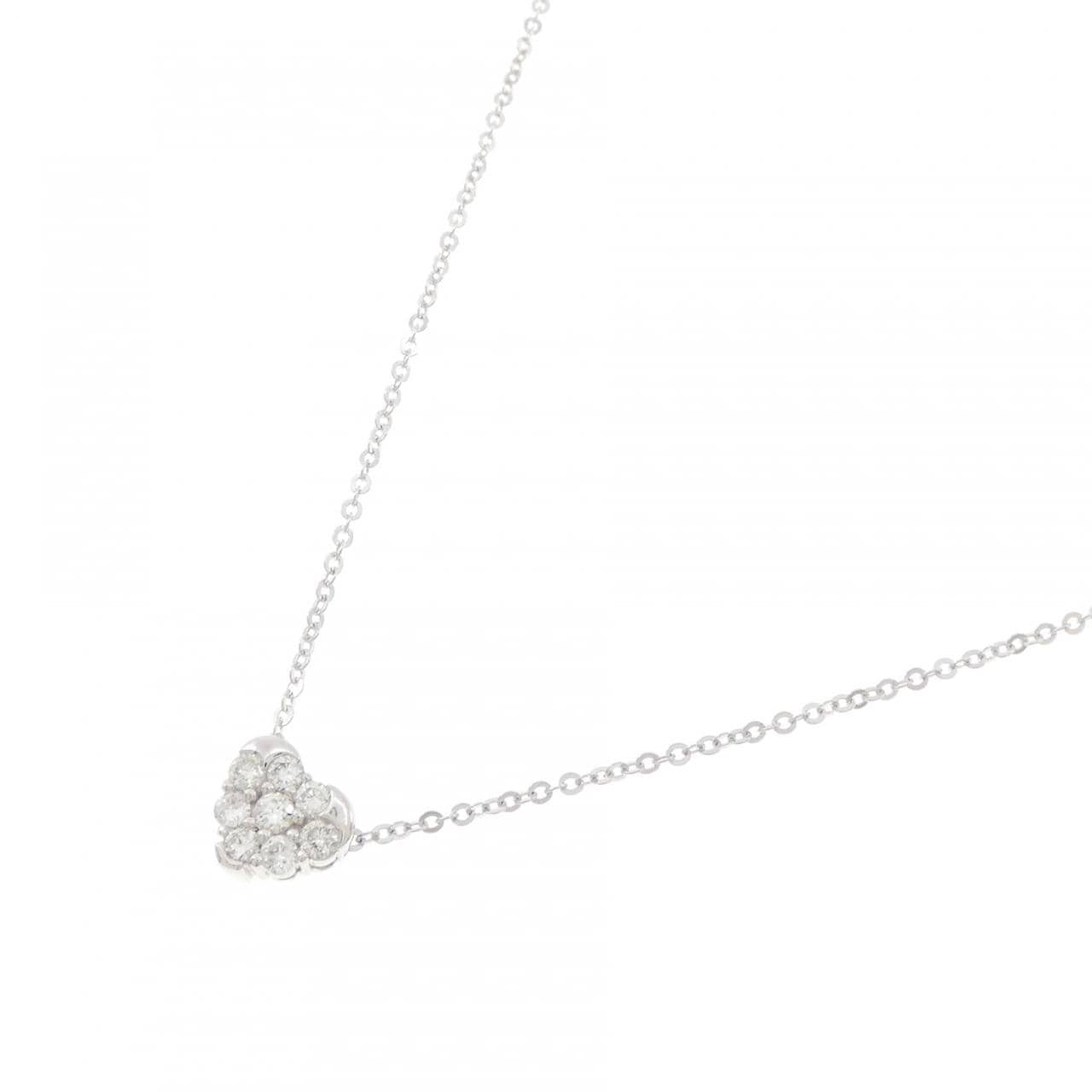 K18WG ハート ダイヤモンド ネックレス 0.19CT