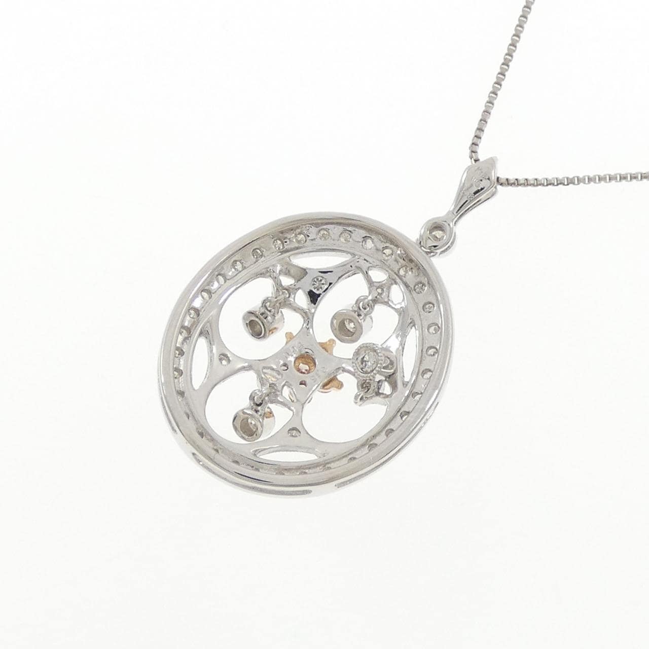 K18WG/K18YG 花形粉色钻石项链 0.15CT