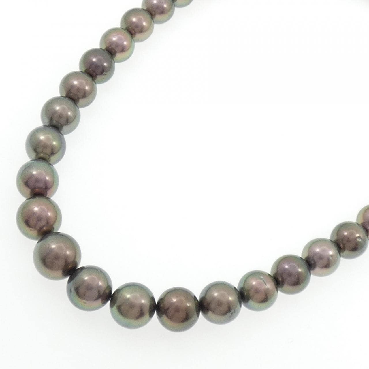 シルバー 黒蝶パール ネックレス 10-14mm