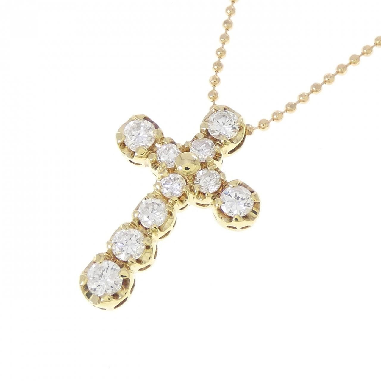 K18YG クロス ダイヤモンド ネックレス 0.50CT