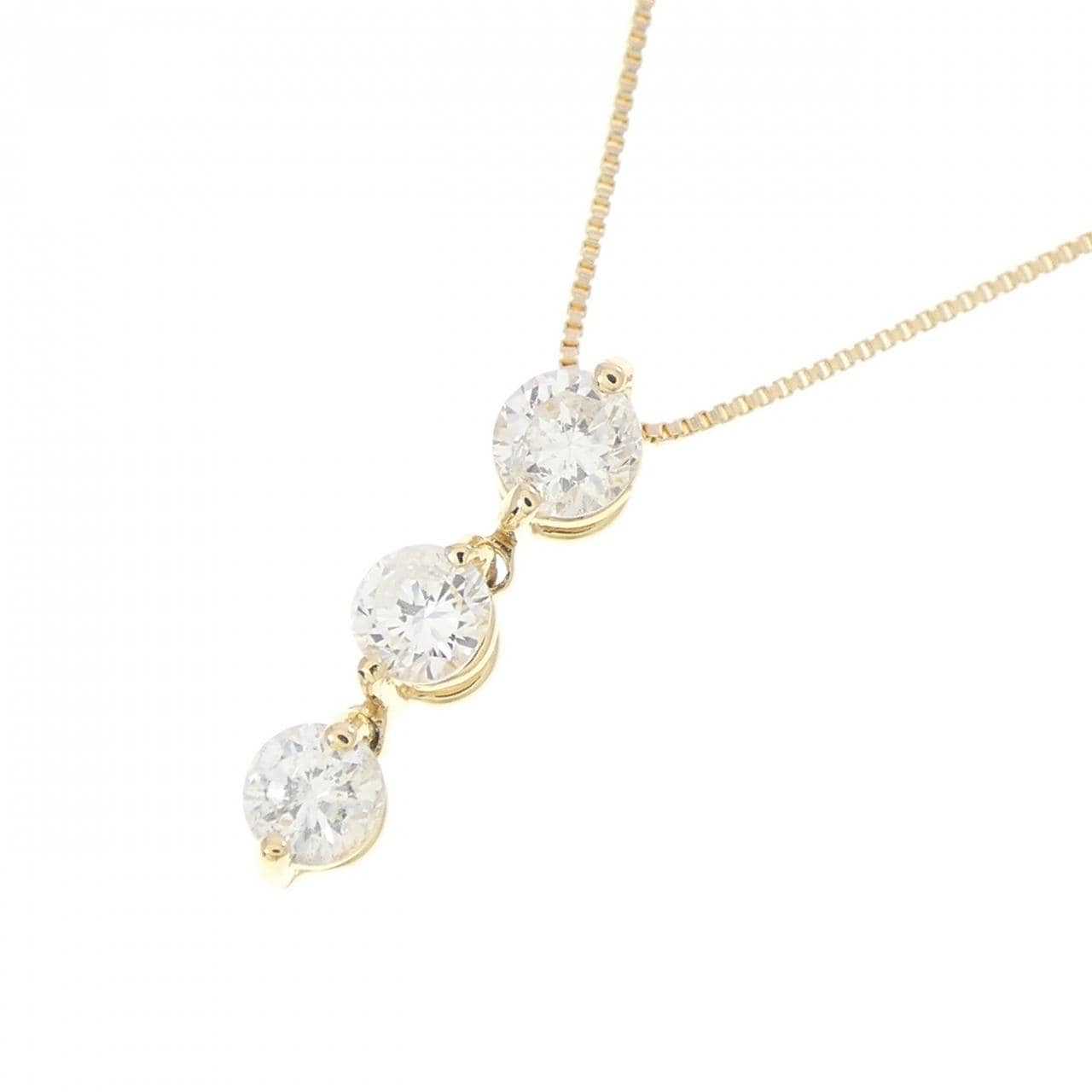 K18YG スリーストーン ダイヤモンド ネックレス 0.30CT