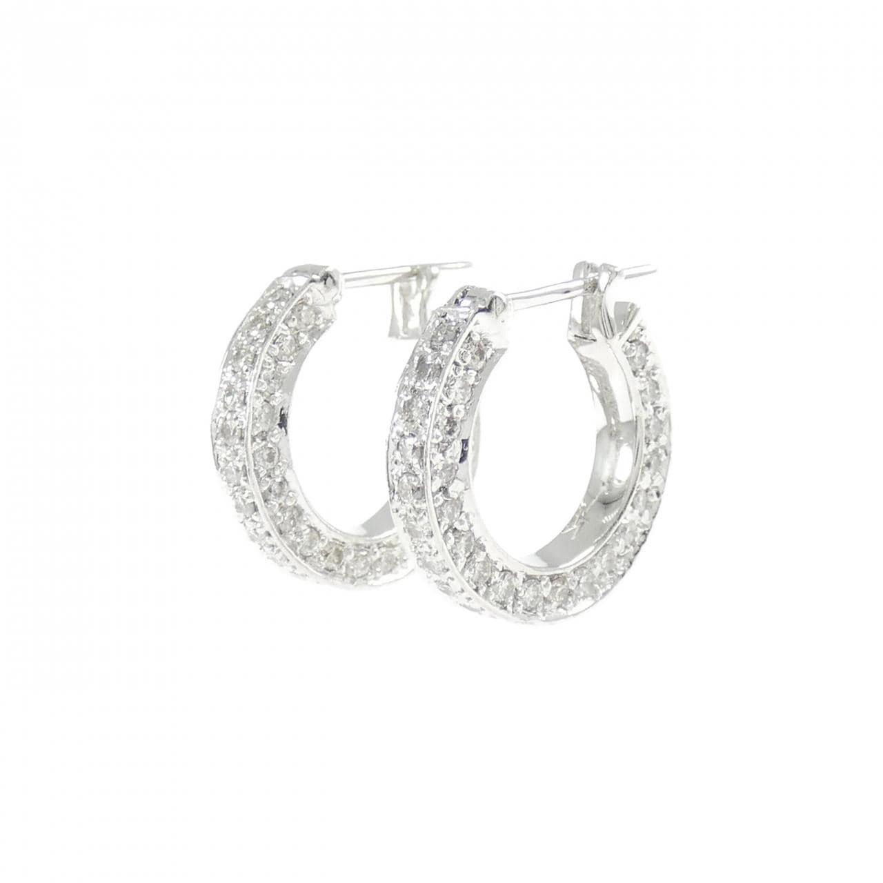 PT/K18WG ダイヤモンド フープ ピアス 1.09CT