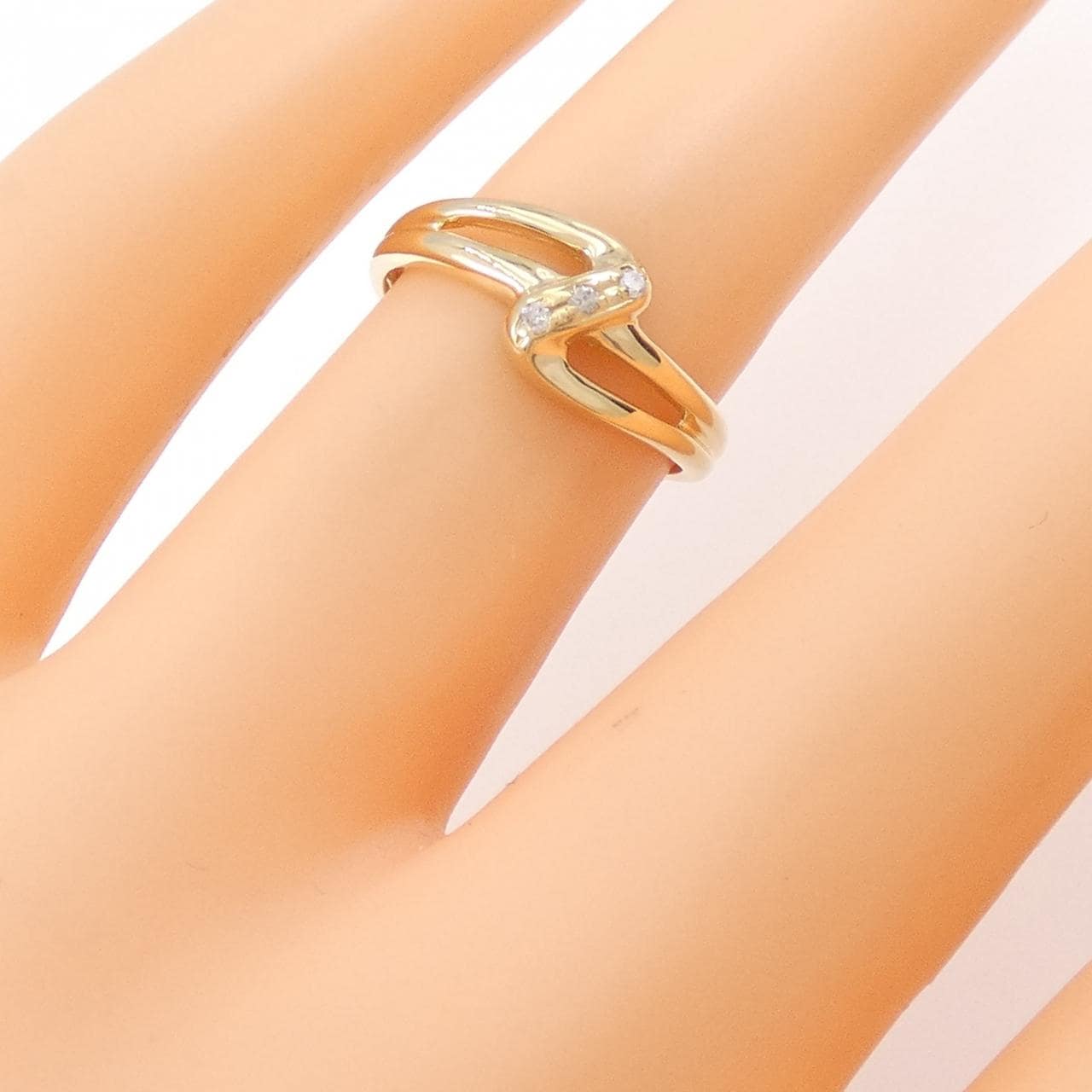 K18YG スリーストーン ダイヤモンド リング 0.03CT