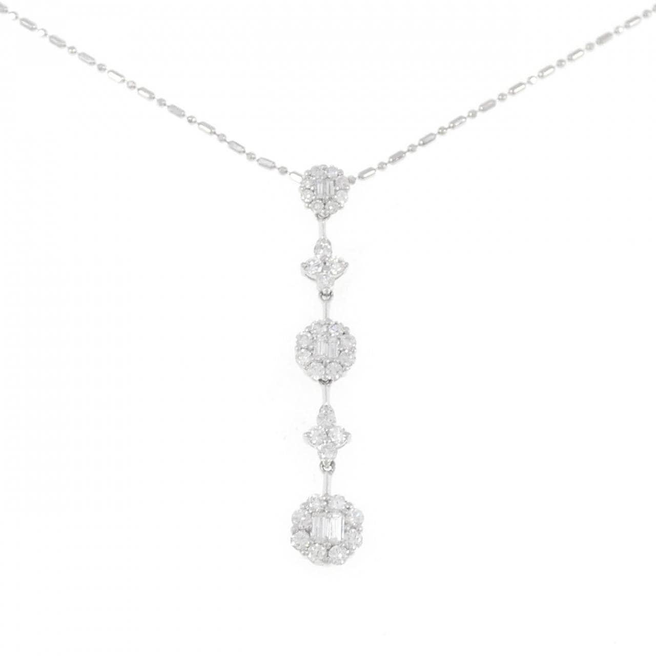 K18WG Flower Diamond Necklace 0.82CT