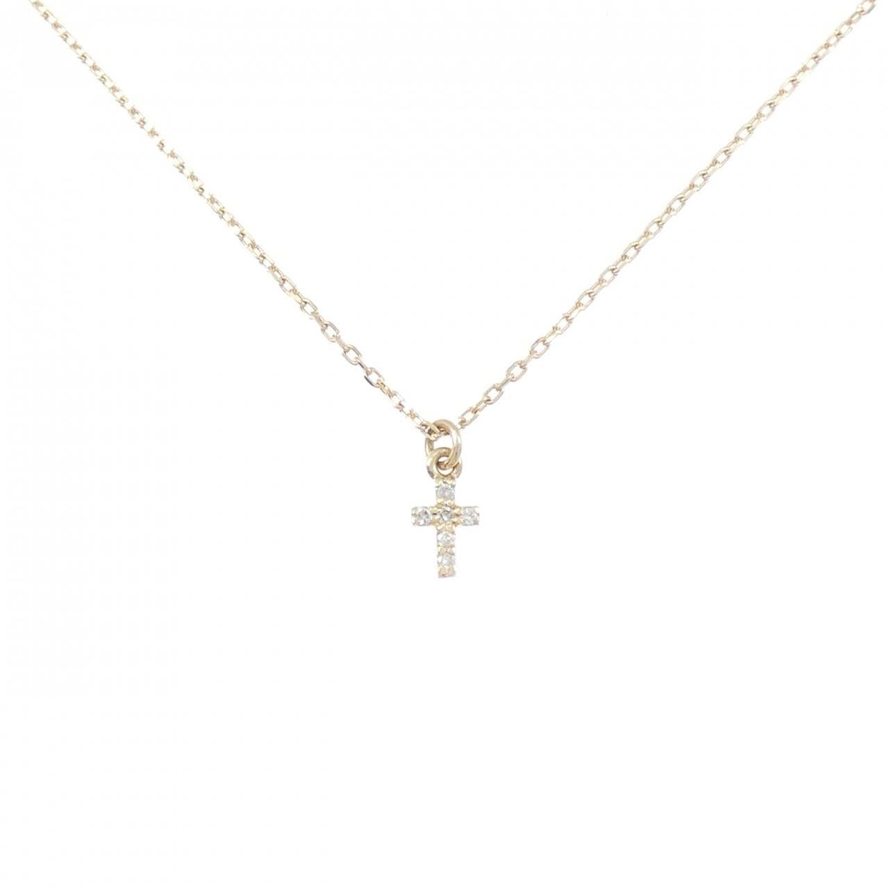 K10PG クロス ダイヤモンド ネックレス 0.033CT