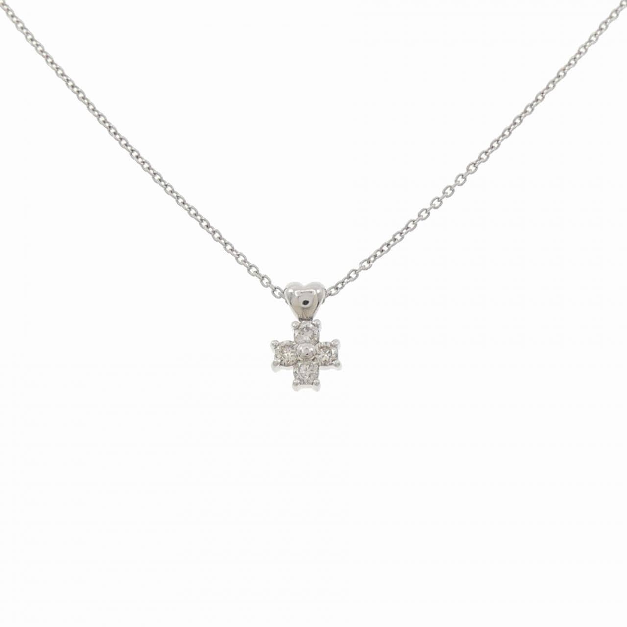 PT/PT850 ハート×クロス ダイヤモンド ネックレス 0.12CT