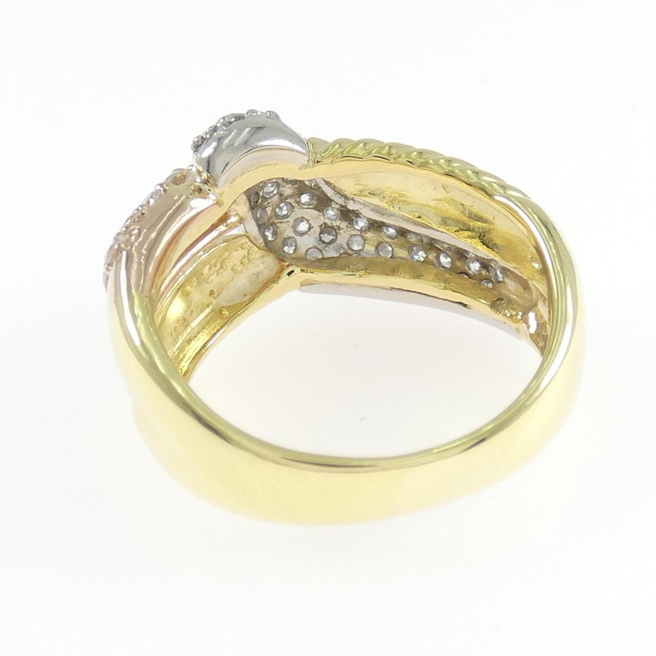 K18YG/PT900/K18PG ダイヤモンド リング 1.06CT