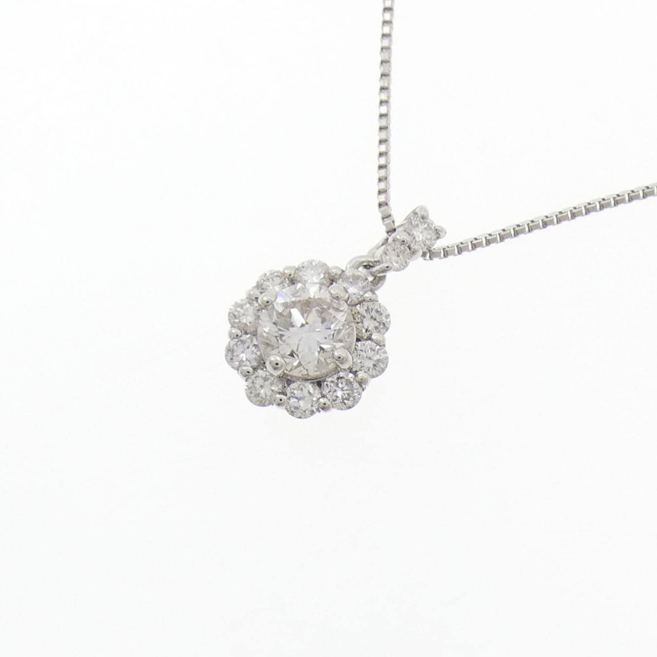 PT950/PT850 フラワー ダイヤモンド ネックレス 0.50CT