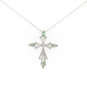 K18WG クロス グリーンガーネット ネックレス