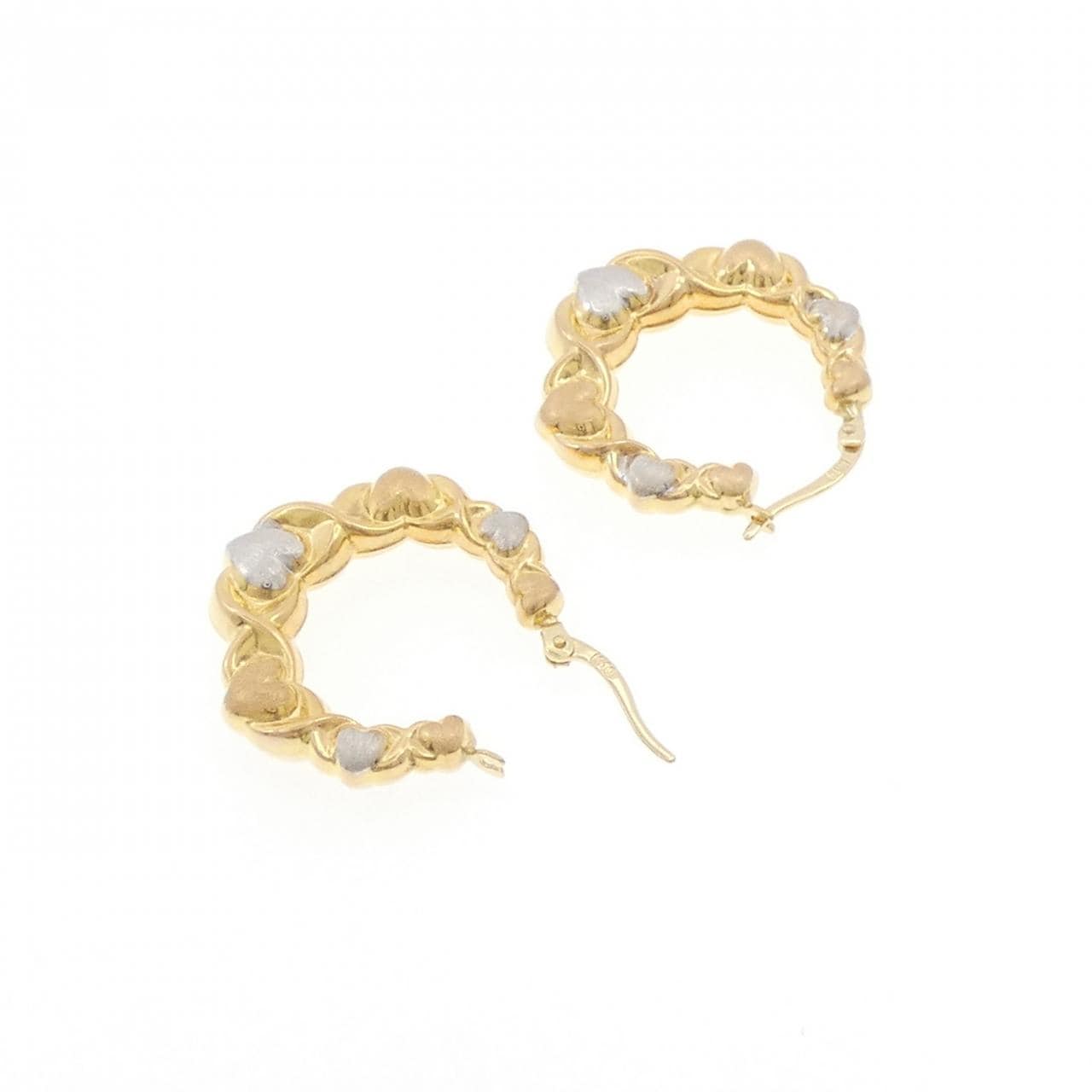 K18スリーカラー ハート ピアス