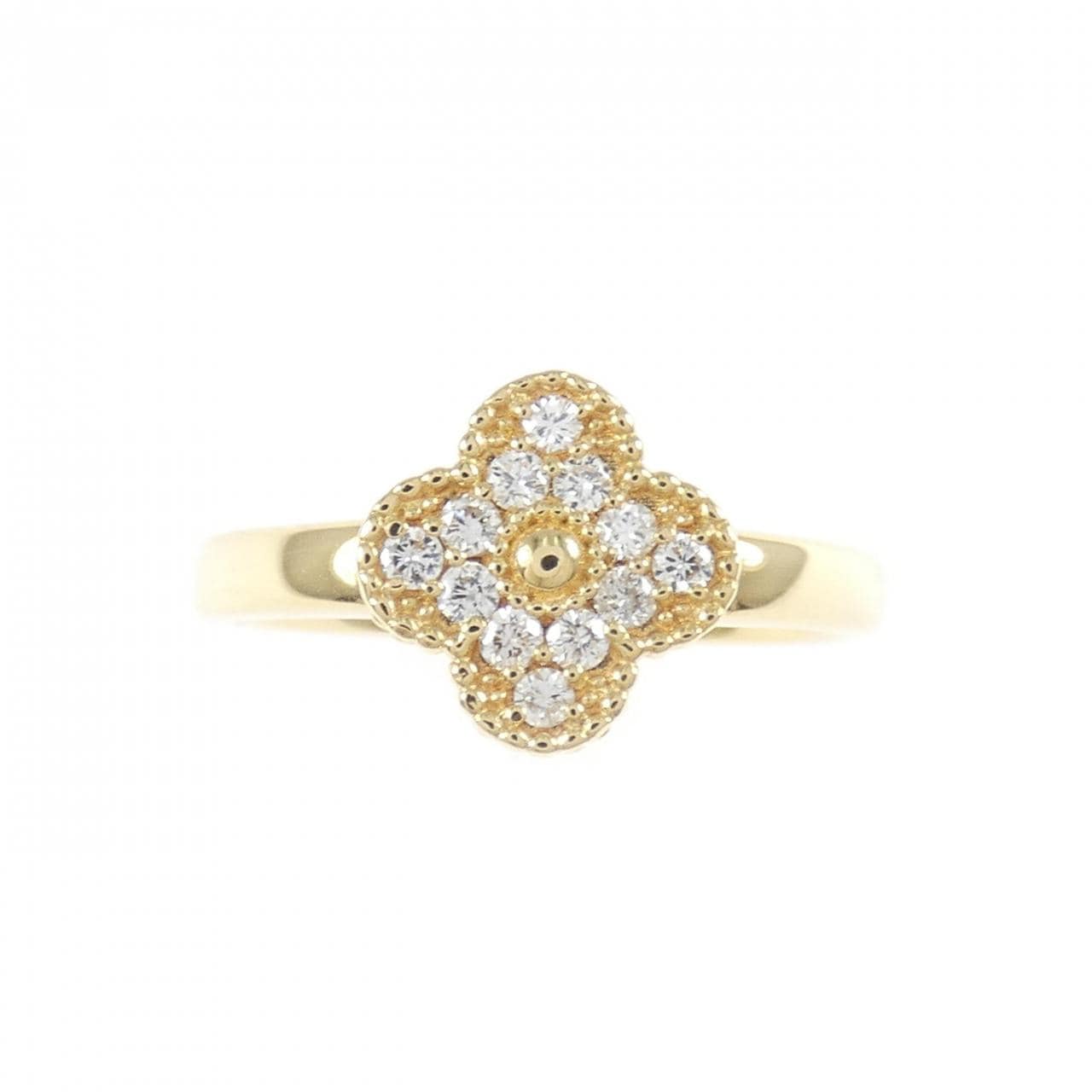 K18YG フラワー ダイヤモンド リング 0.15CT