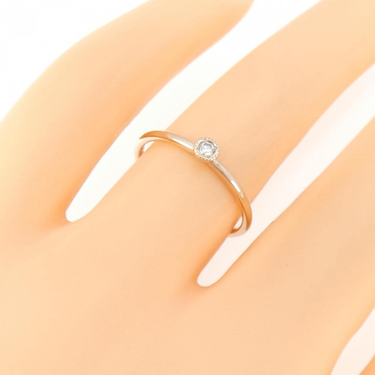 K18PG ソリティア ダイヤモンド リング 0.03CT