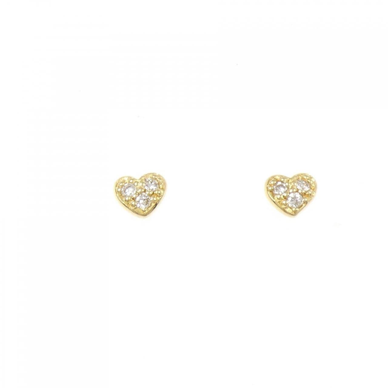 K18YG 2WAY 心形钻石耳环 0.24CT