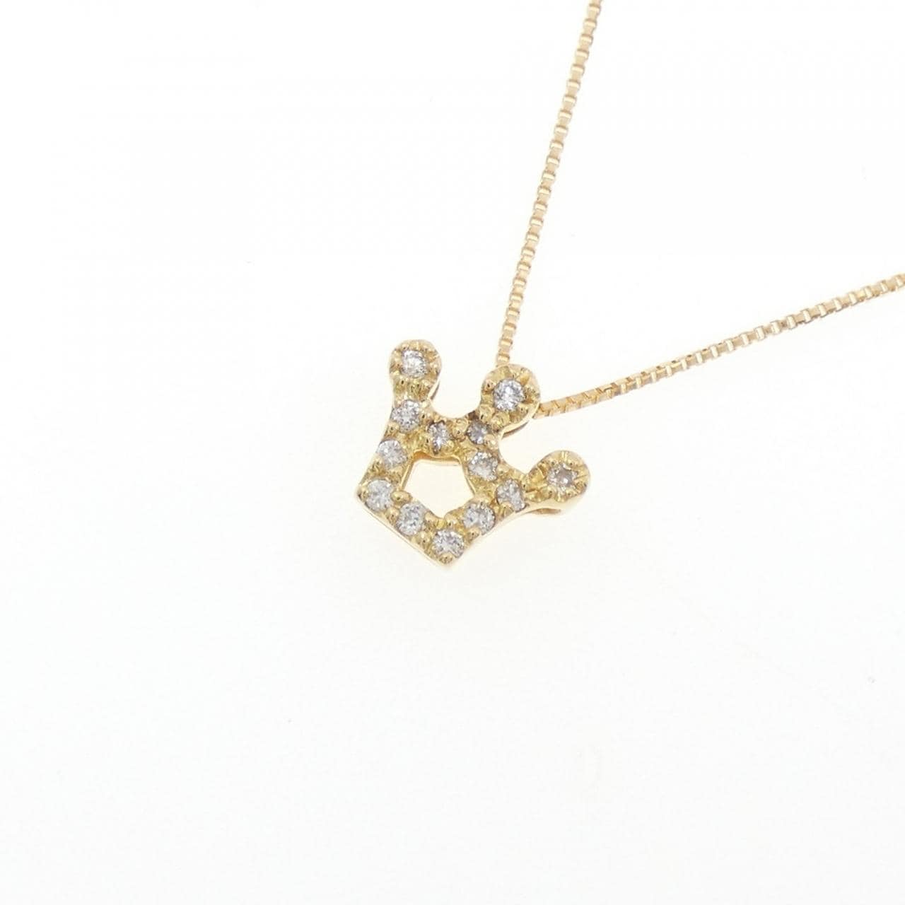 K18YG クラウン ダイヤモンド ネックレス 0.08CT