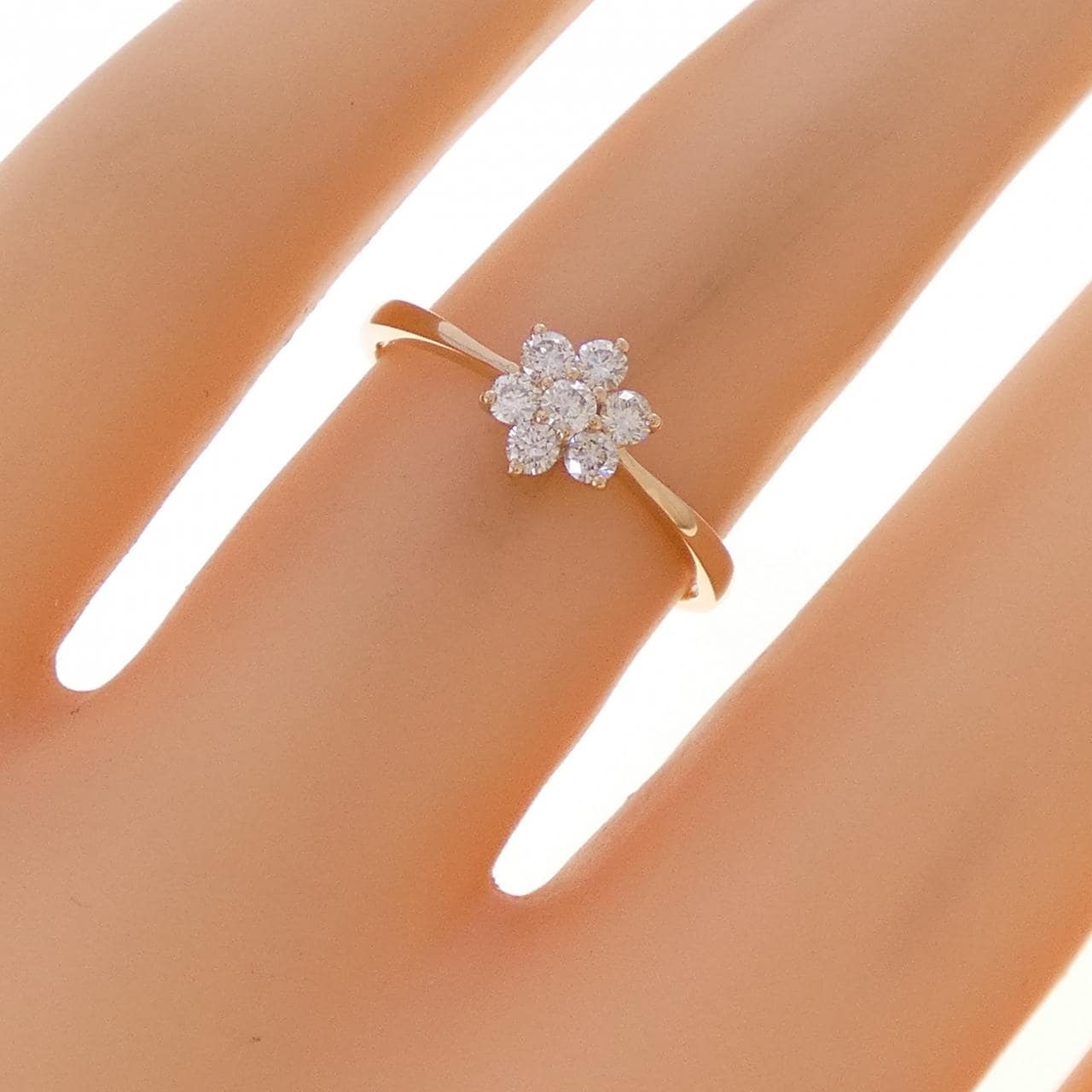 K18PG フラワー ダイヤモンド リング 0.20CT