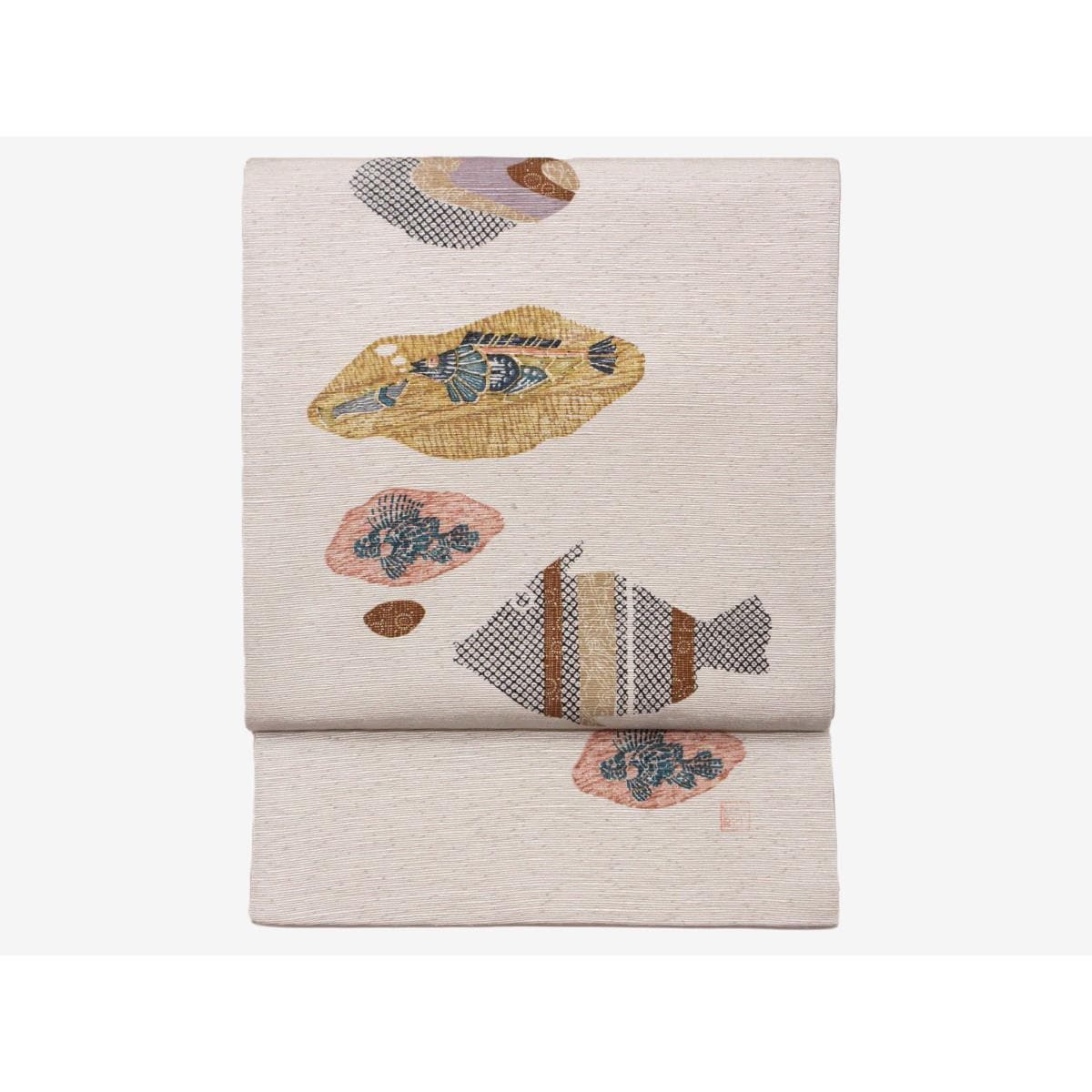 袋帯　染紬　友禅加工