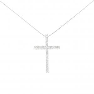 K18WG クロス ダイヤモンド ネックレス 0.50CT