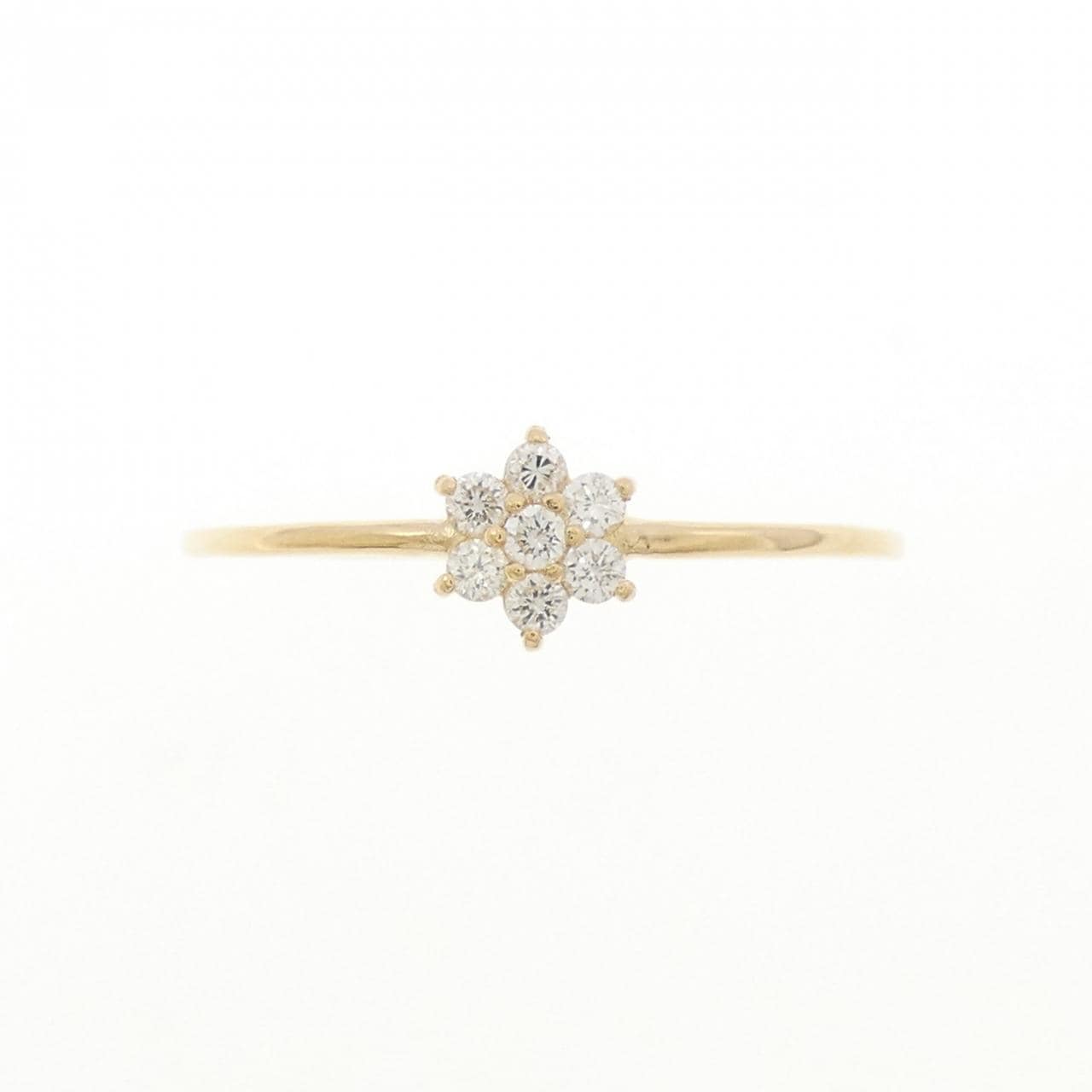 [Remake] K18YG Flower Diamond Ring 0.10CT