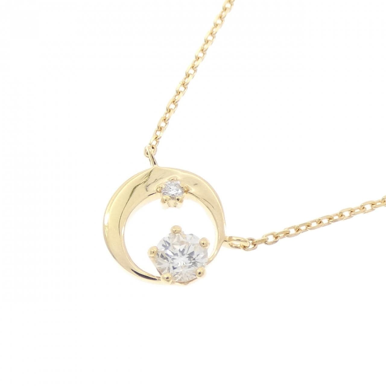 K18YG Moon Diamond Necklace 0.122CT