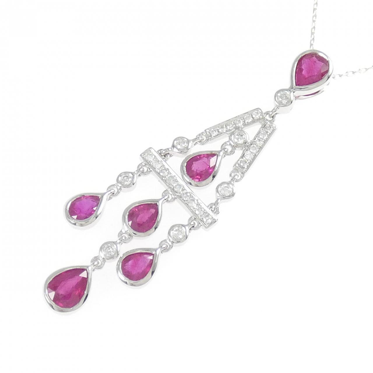 750WG/K18WG ルビー ネックレス 1.39CT