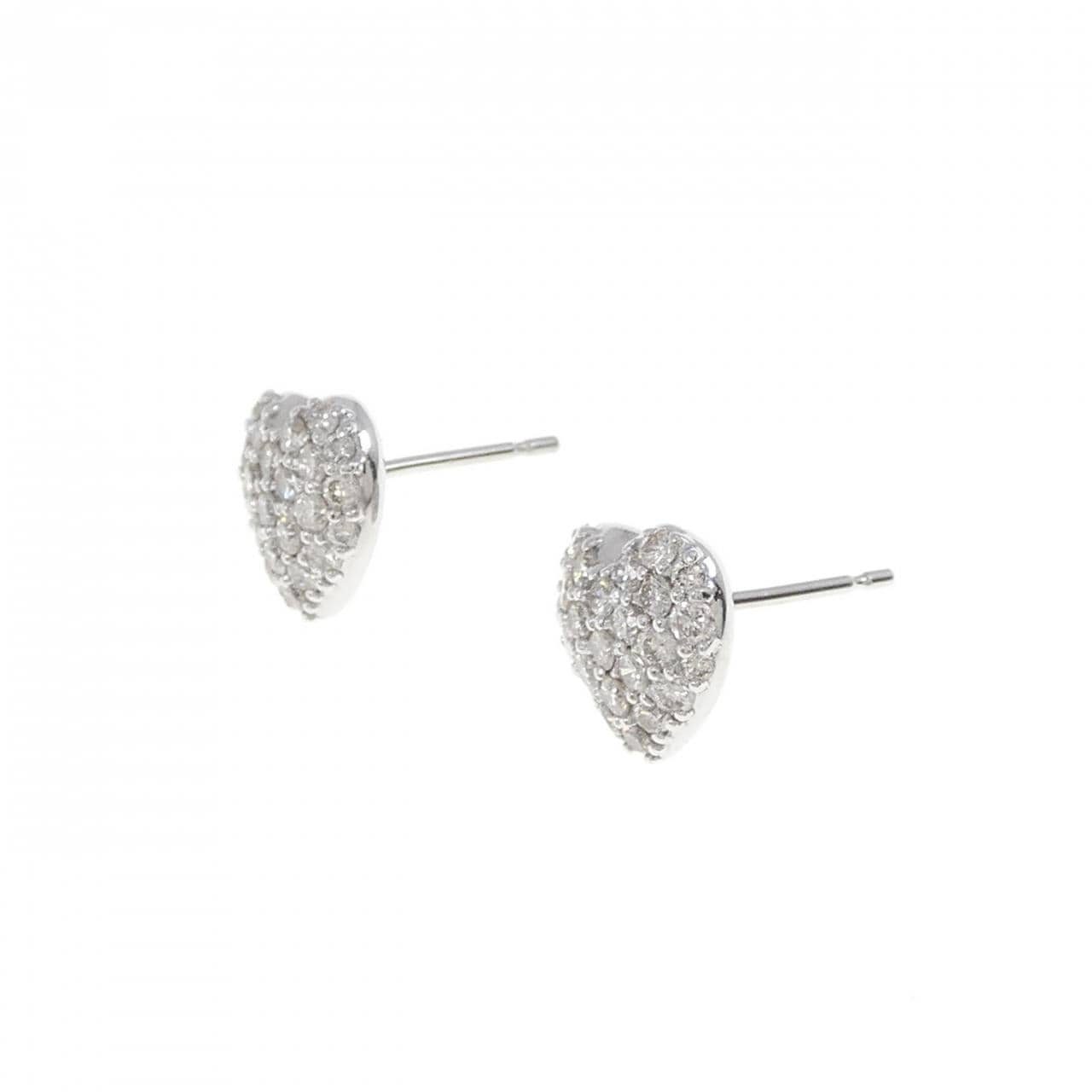 K18WG Pave Heart Diamond Earrings 1.00CT