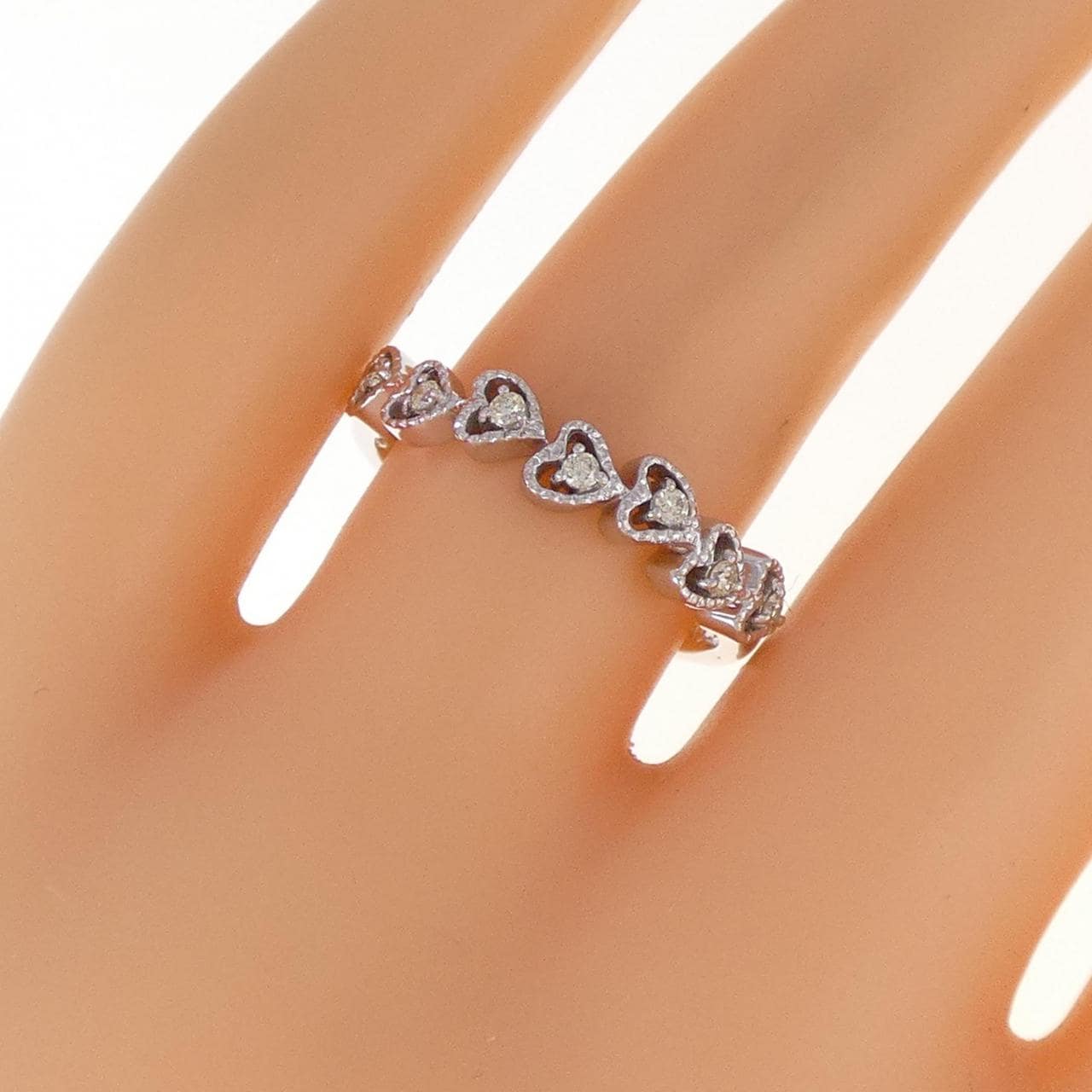 K18WG ハート ダイヤモンド リング 0.10CT