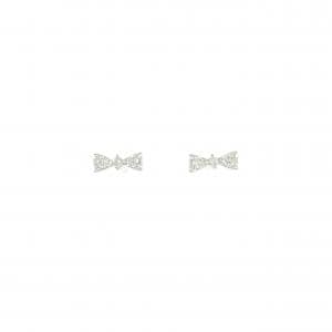 【新品】K10WG リボン ダイヤモンド ピアス 0.04CT