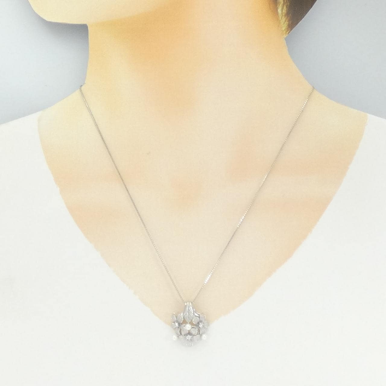 PT900/PT850 フラワー アコヤパール ネックレス