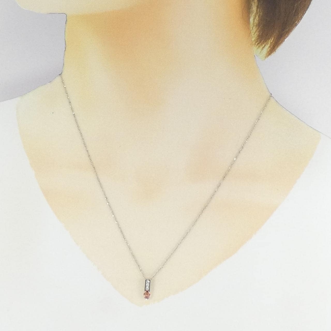 PT900/PT850 Padparadscha Sapphire Necklace 0.391CT