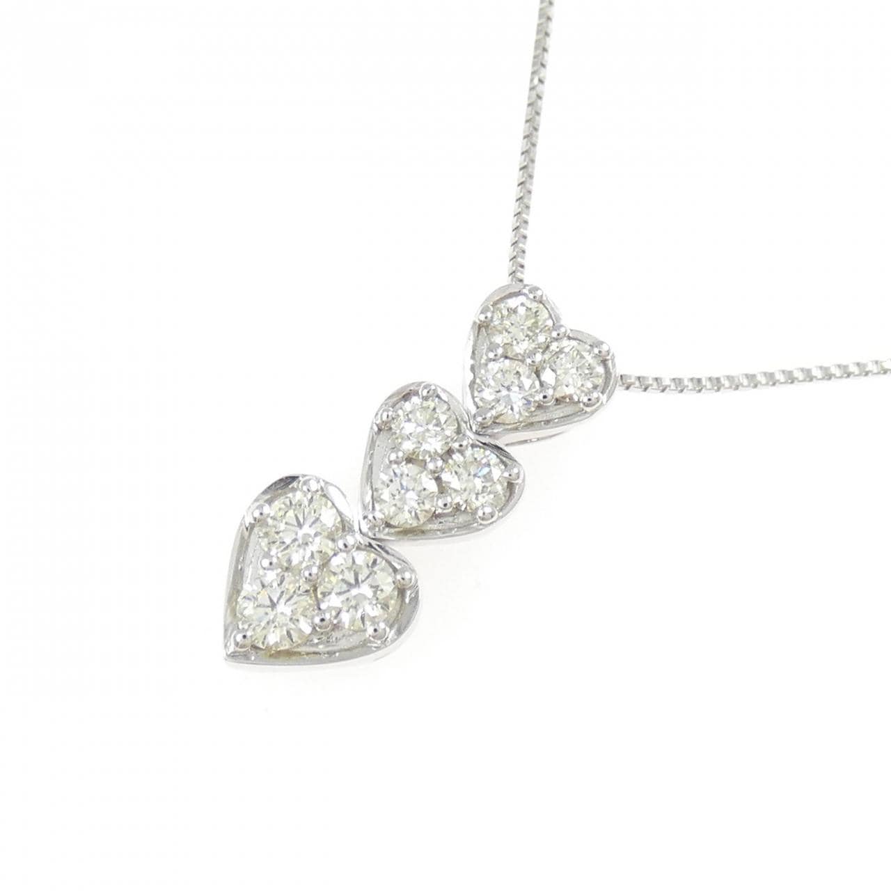 K18WG ハート ダイヤモンド ネックレス 0.40CT
