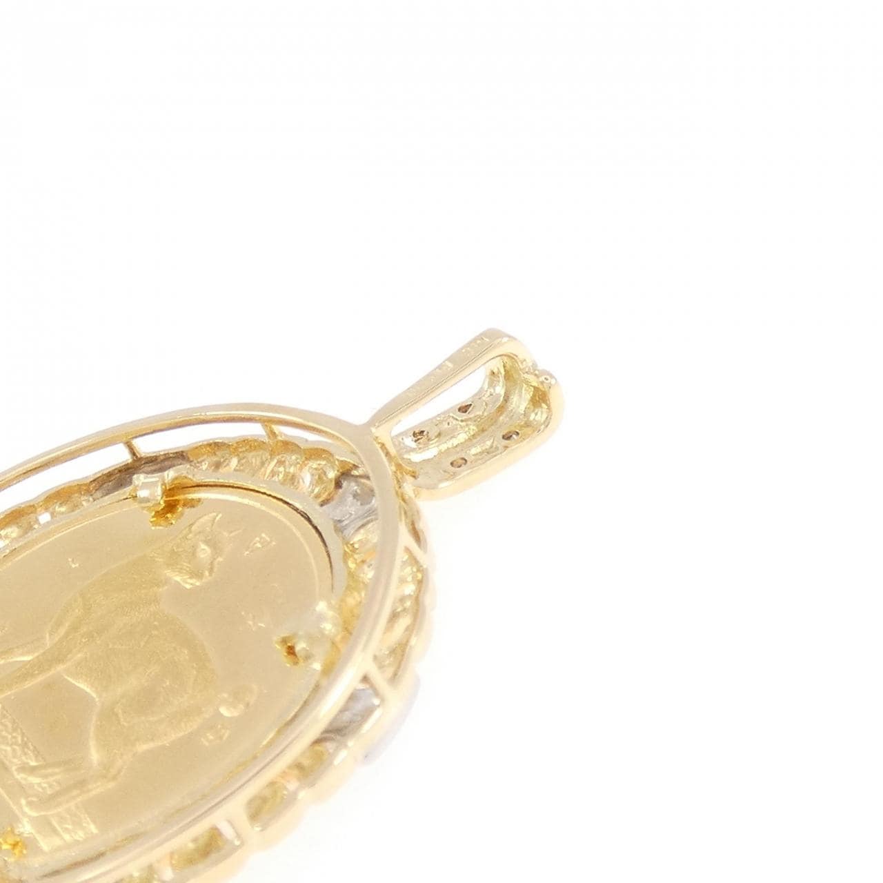 K18YG/PT900(枠) ダイヤモンド コイン 0.03CT