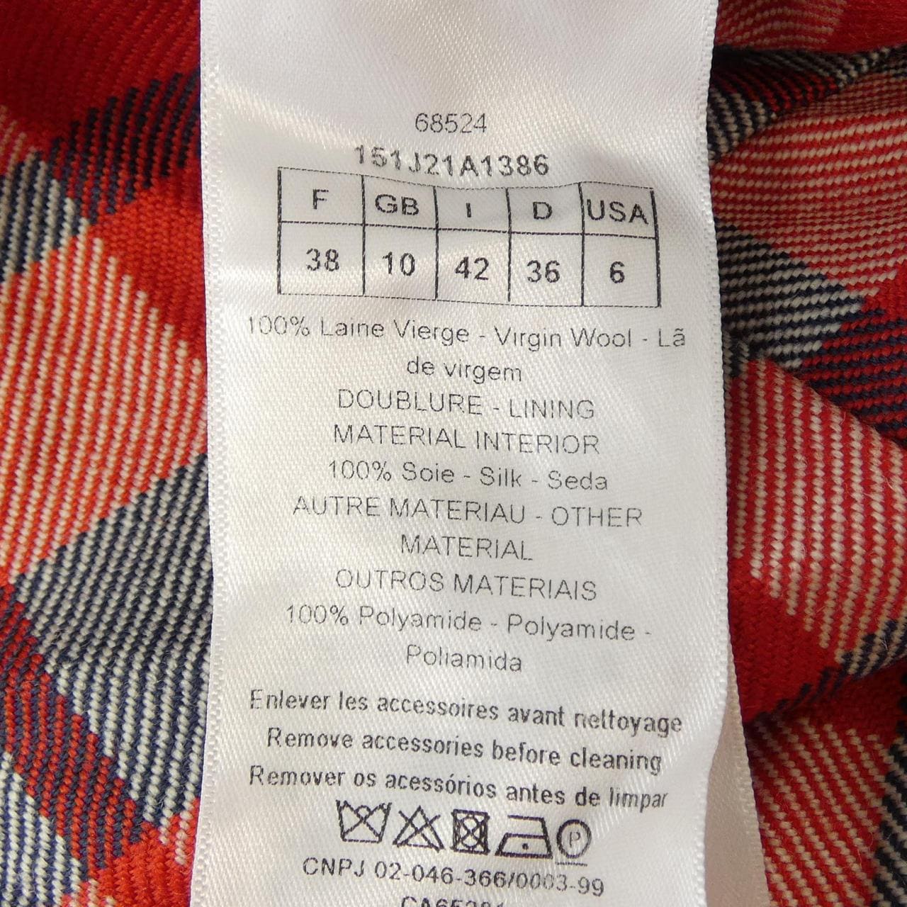 クリスチャンディオール CHRISTIAN DIOR CHECK'N'DIOR 151J21A1386 スカート