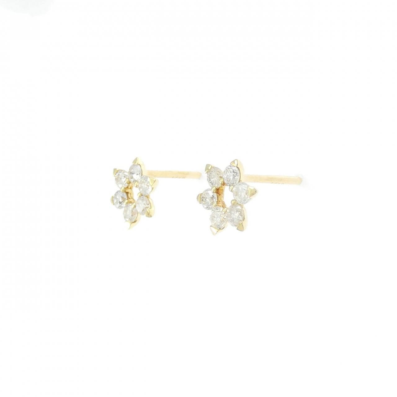 K18YG フラワー ダイヤモンド ピアス 0.50CT