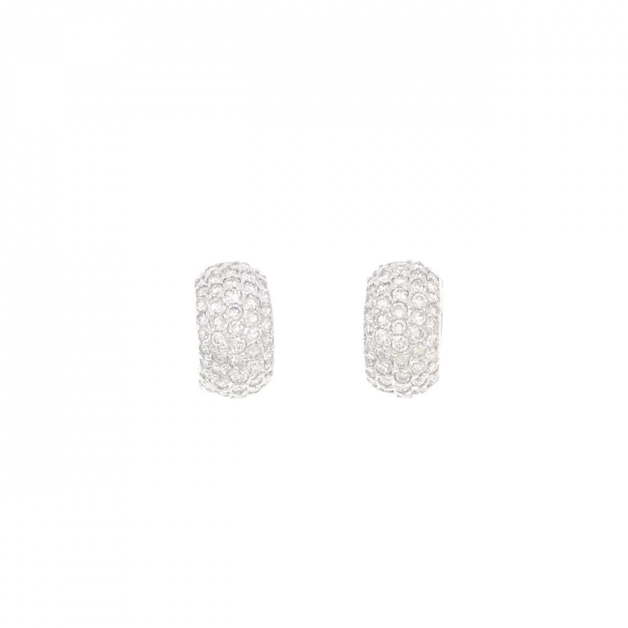 K18WG パヴェ ダイヤモンド イヤリング 1.20CT