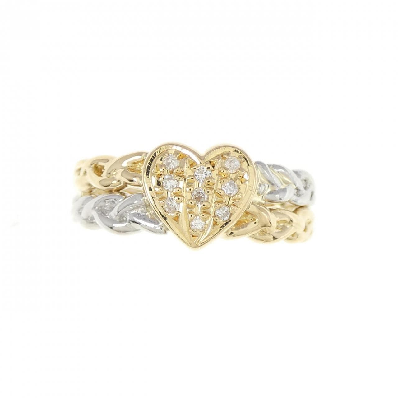 K18YG/PT heart Diamond ring