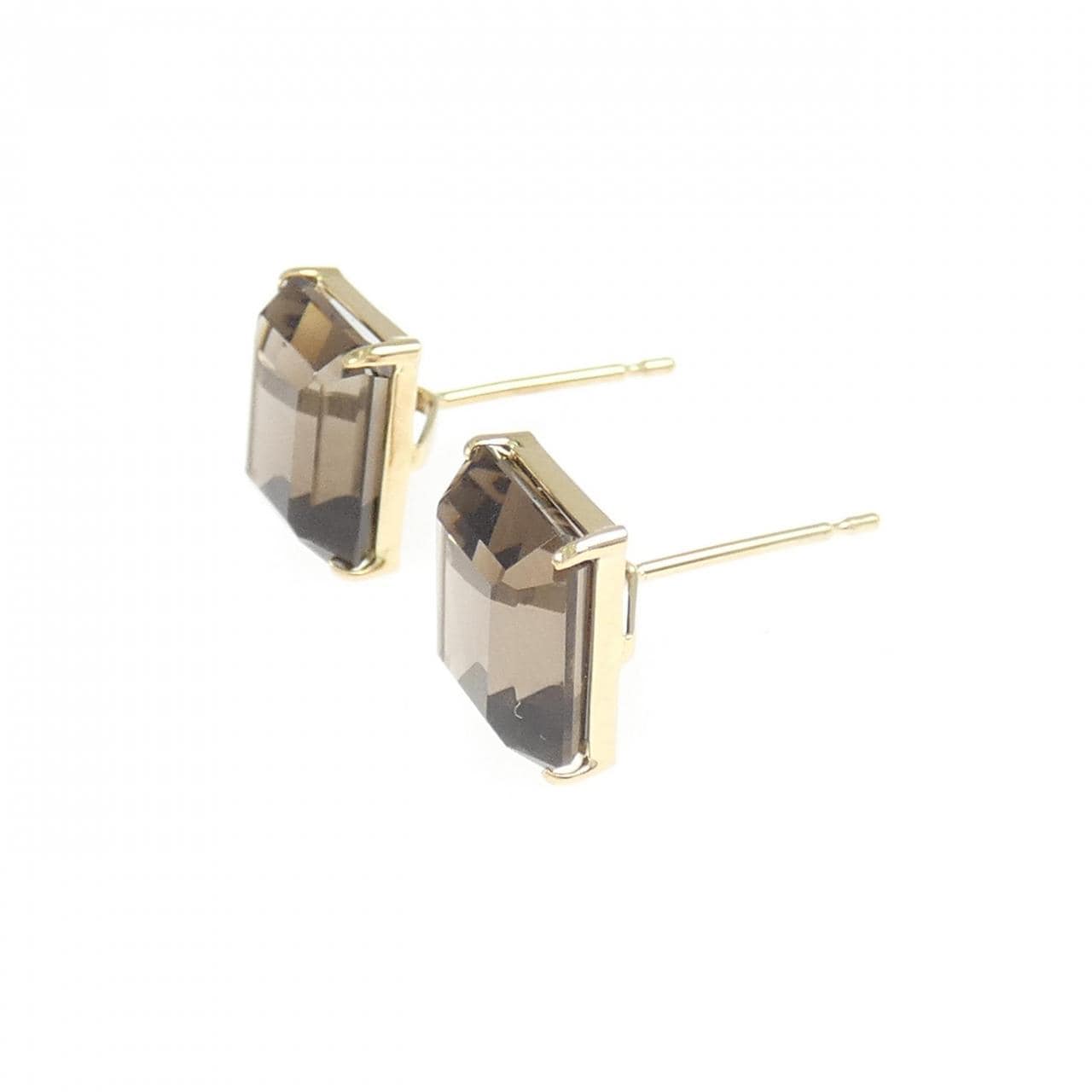 K18YG スモーキークオーツ ピアス