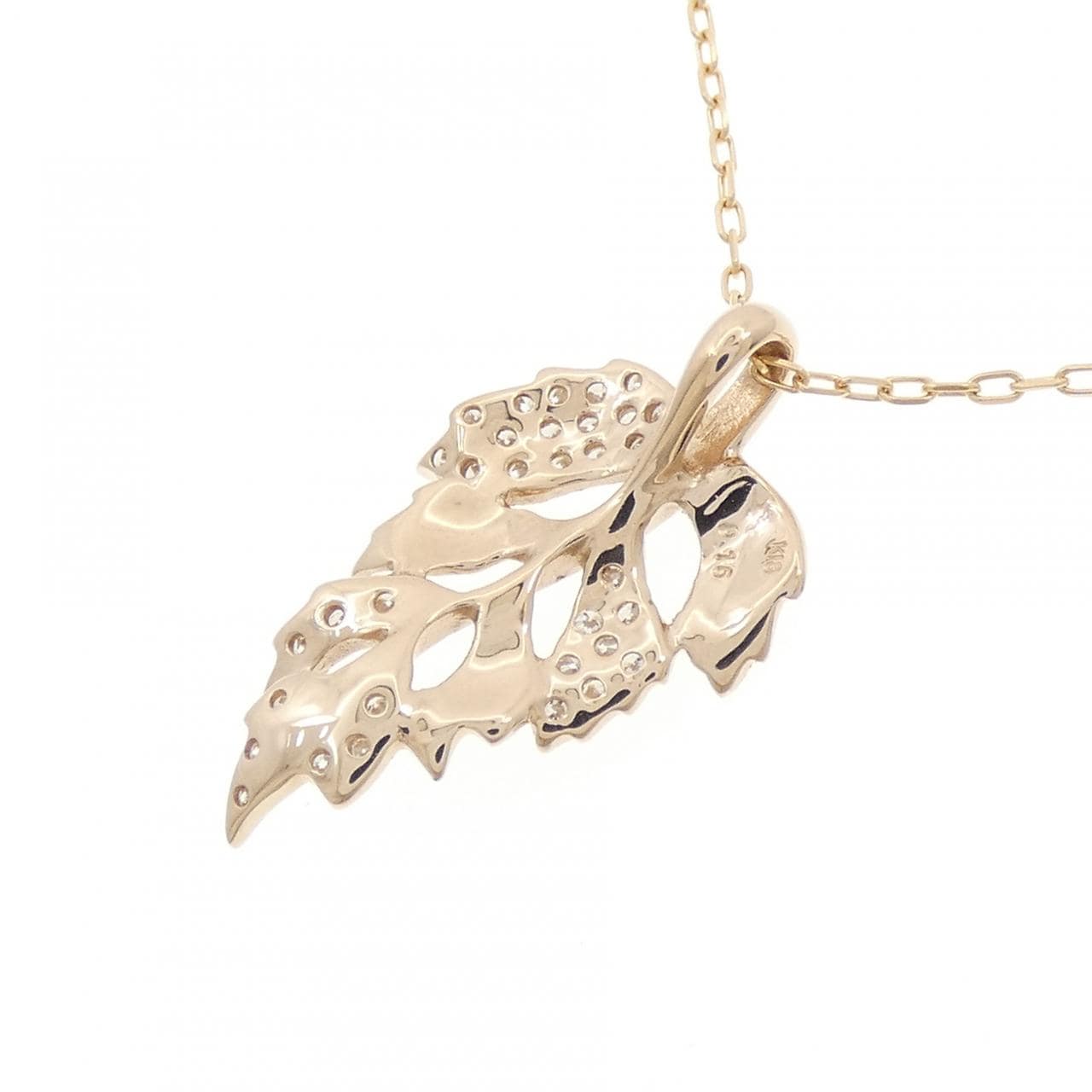 K18PG リーフ ダイヤモンド ネックレス 0.16CT