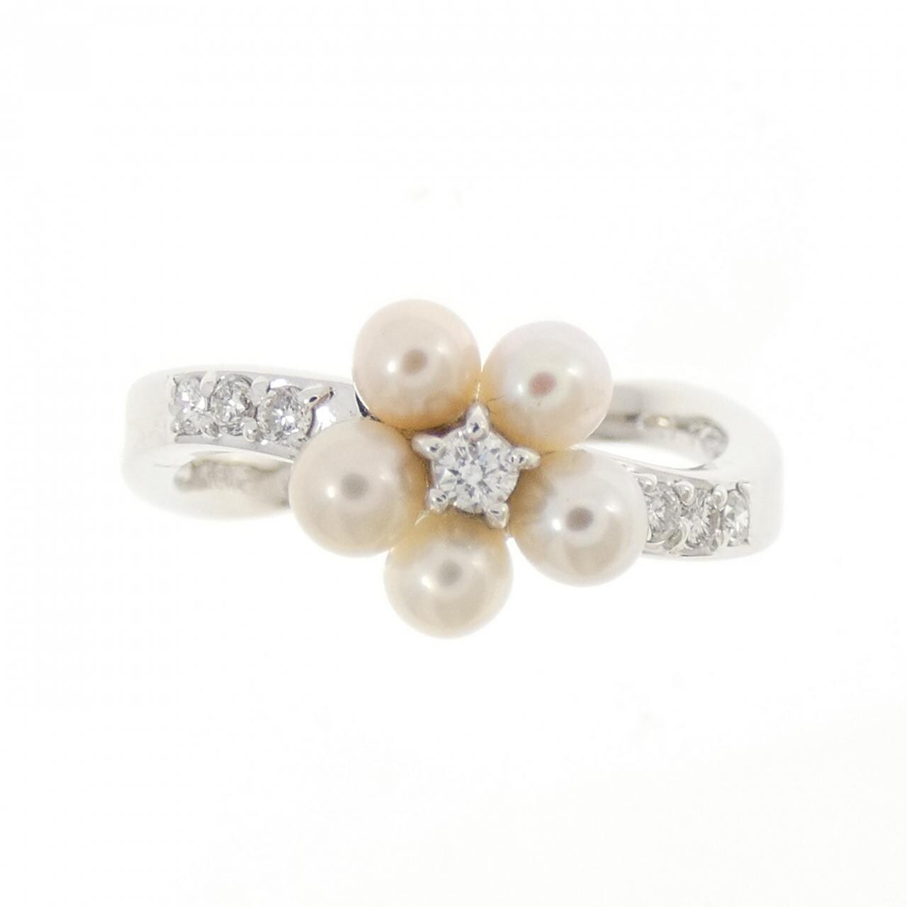 K18WG フラワー 淡水パール リング