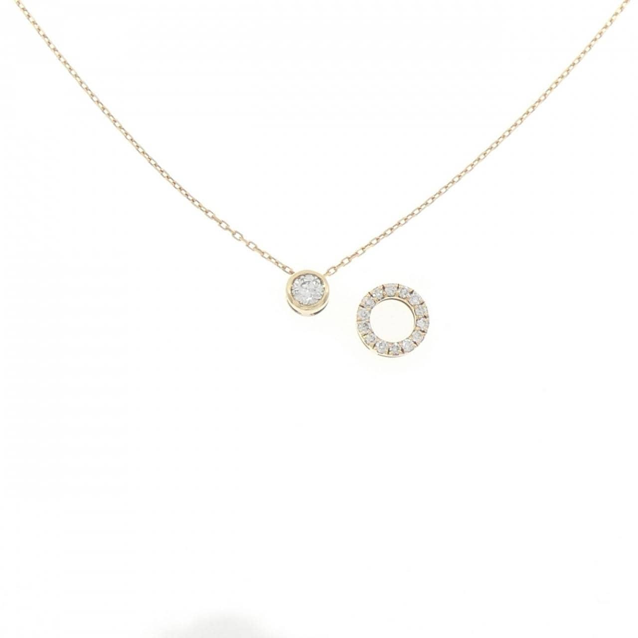 K18YG 2WAY ダイヤモンド ネックレス 0.177CT