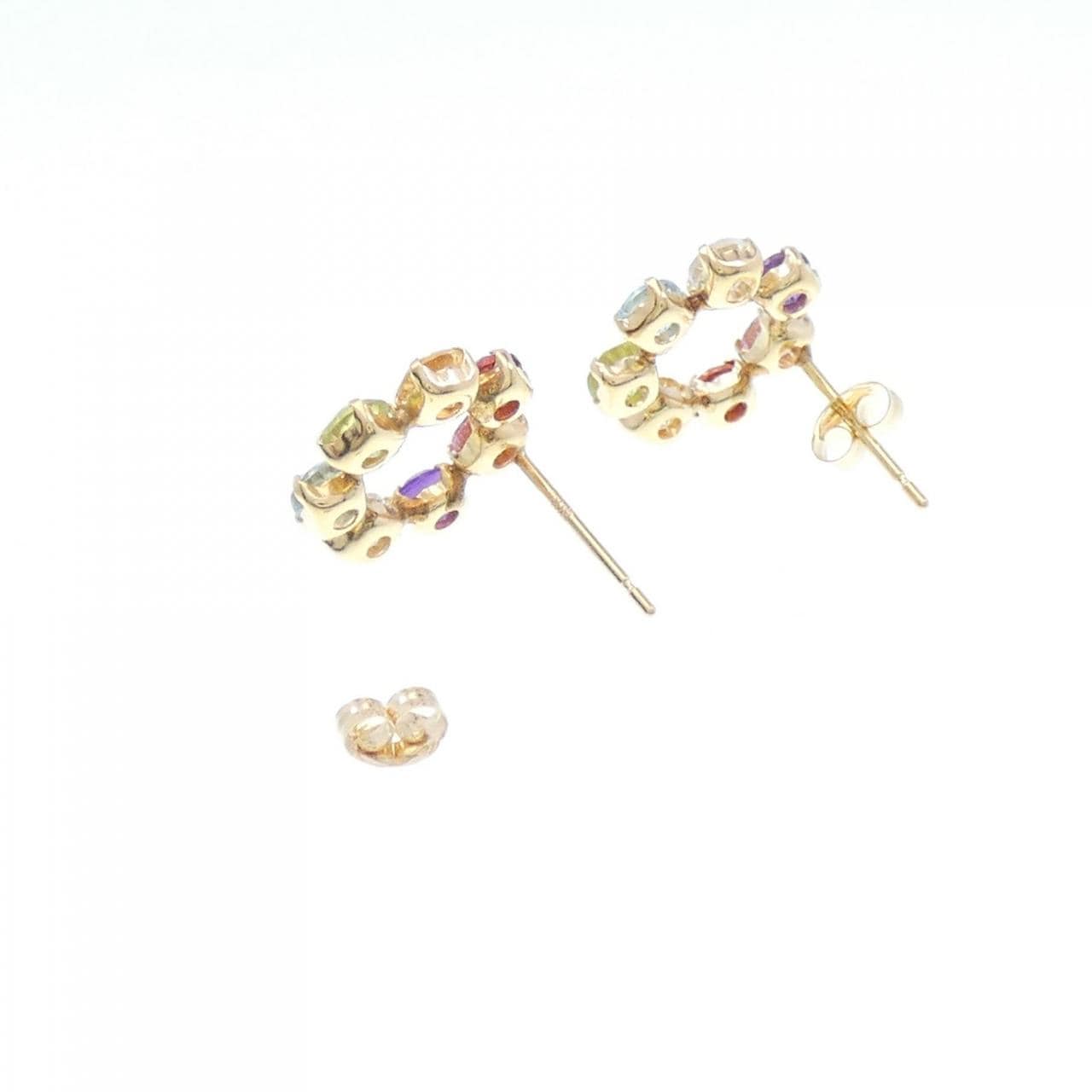 K18YG colored stone earrings