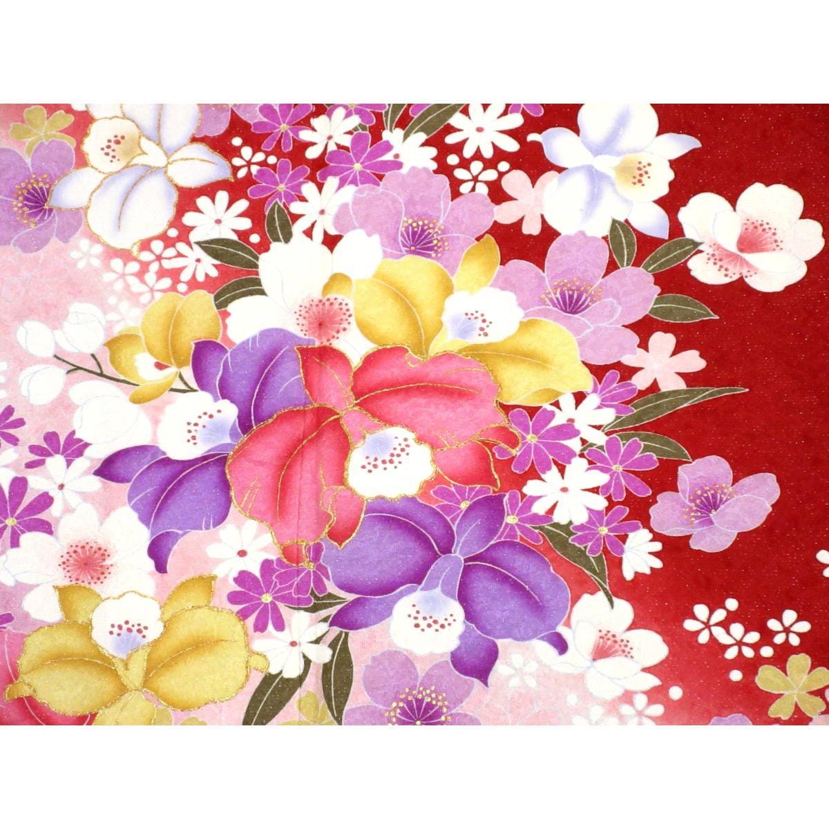 振袖　銀通しボカシ染　友禅金彩加工　刺繍入り　身幅Ｌ寸