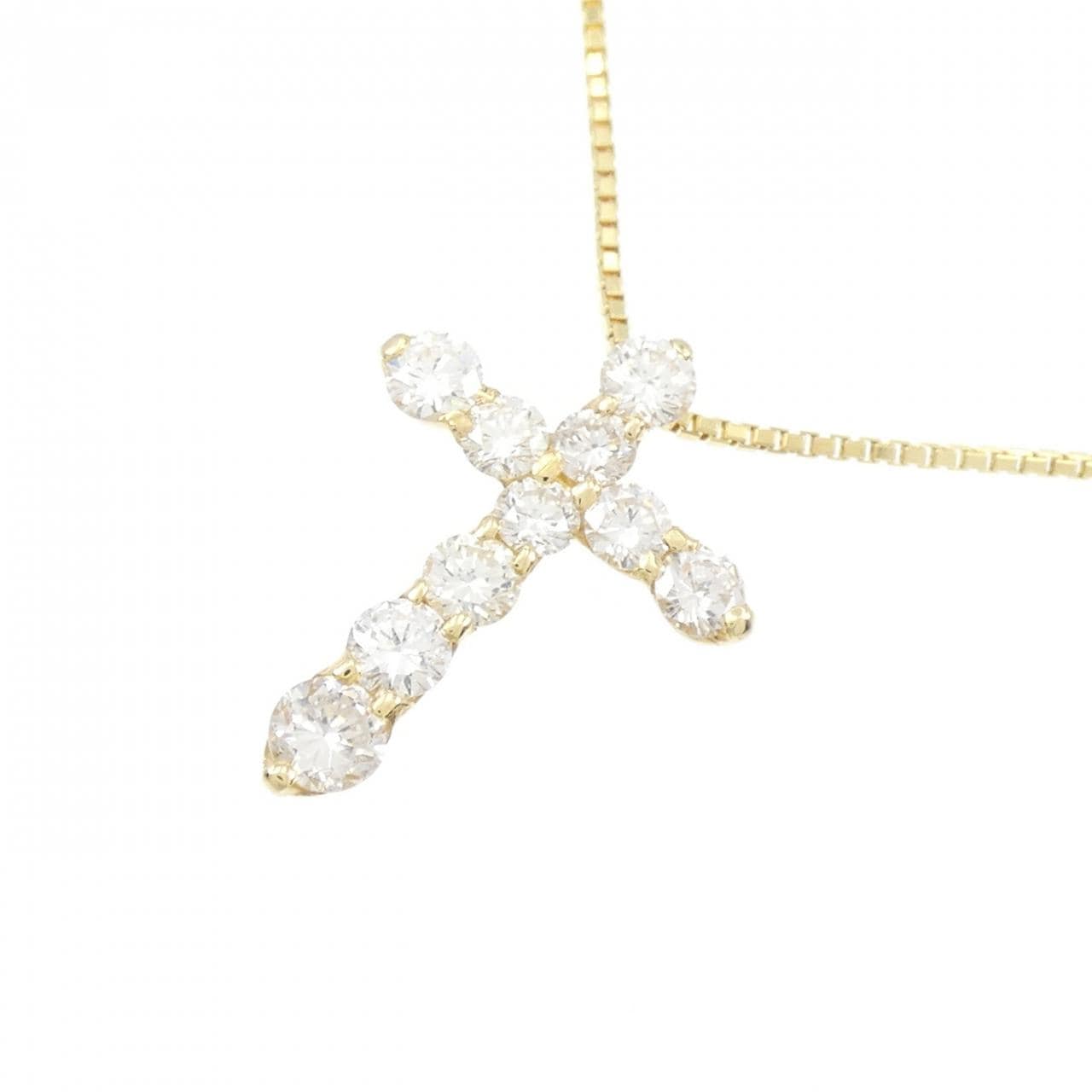 K18YG クロス ダイヤモンド ネックレス 1.02CT