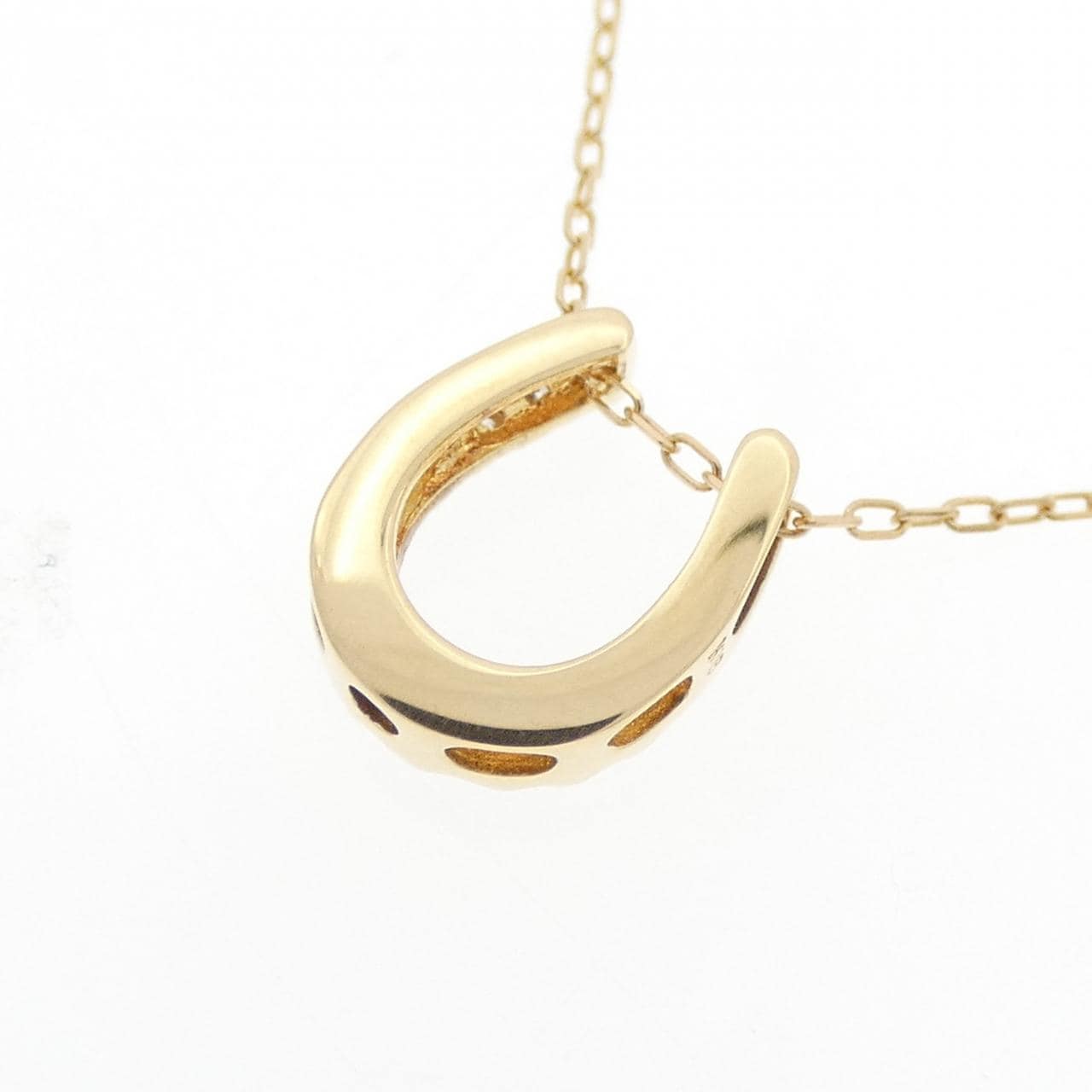 K18YG ホースシュー ダイヤモンド ネックレス 0.11CT