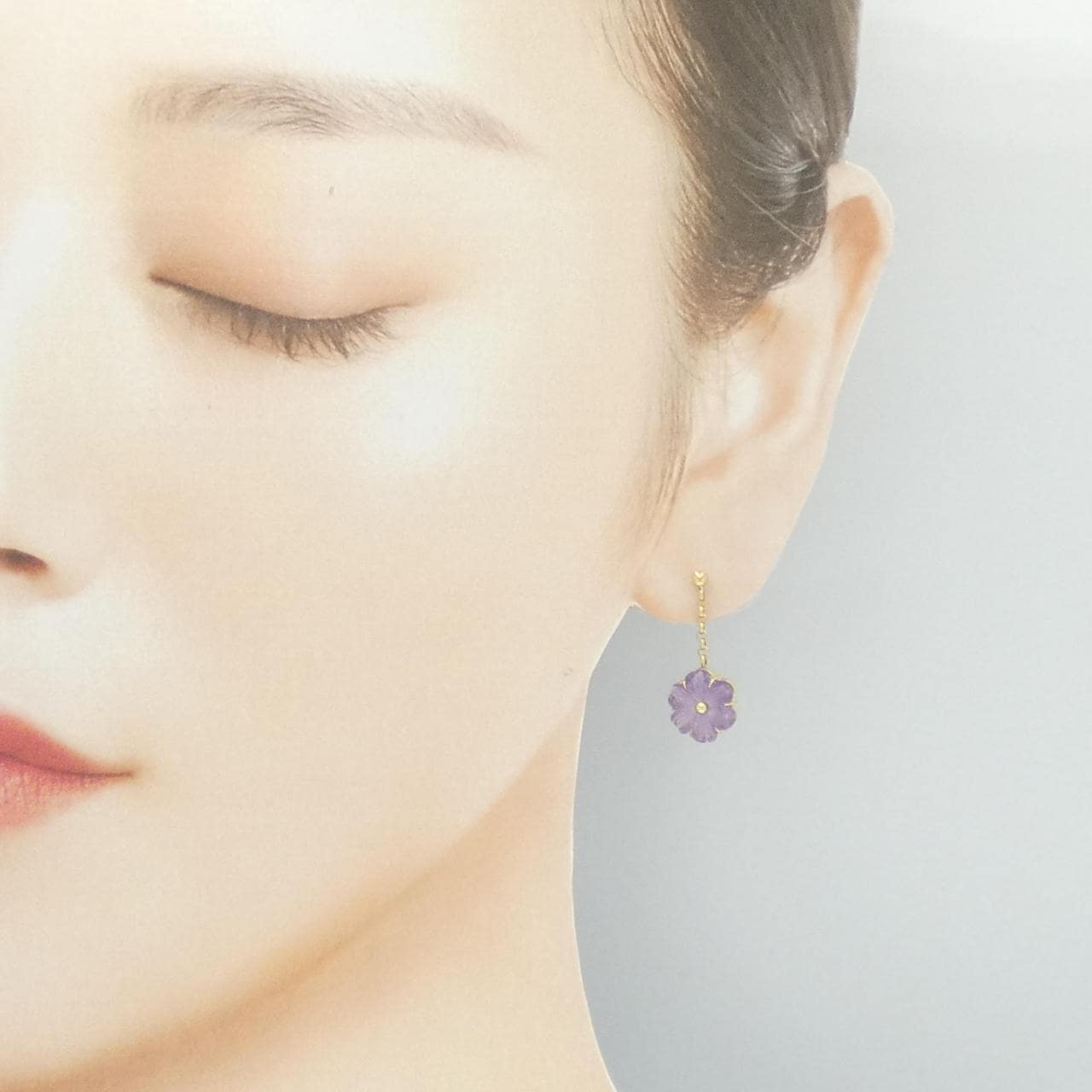 ヤマサキユミコ フラワー アメジスト ピアス 1.55CT