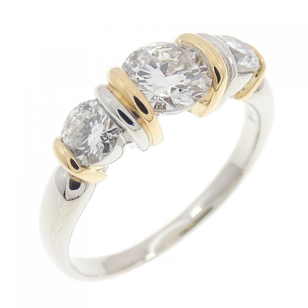 PT900/K18YG钻石戒指，1.04克拉