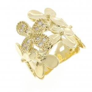 K18YG フラワー ダイヤモンド リング 0.12CT