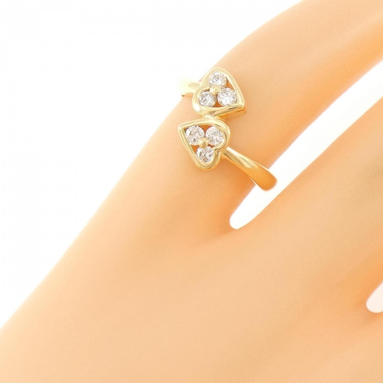 K18YG ハート ダイヤモンド ピンキーリング 0.20CT