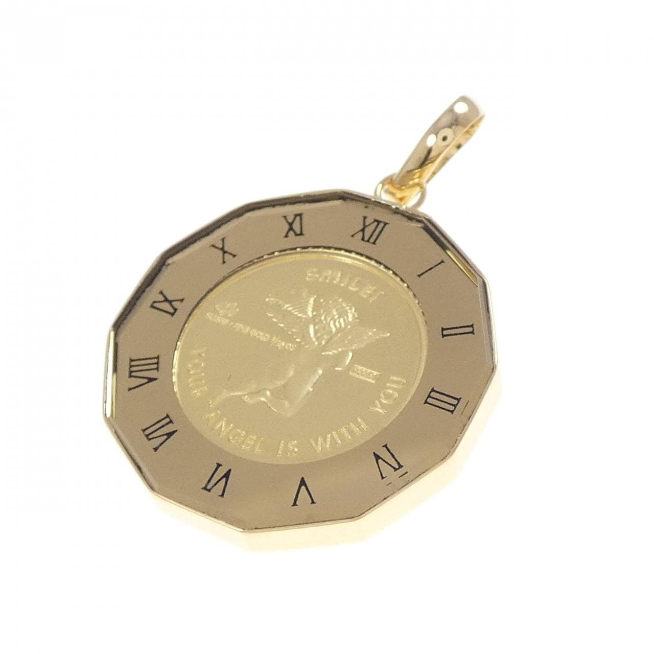 K18YG (frame) coin pendant