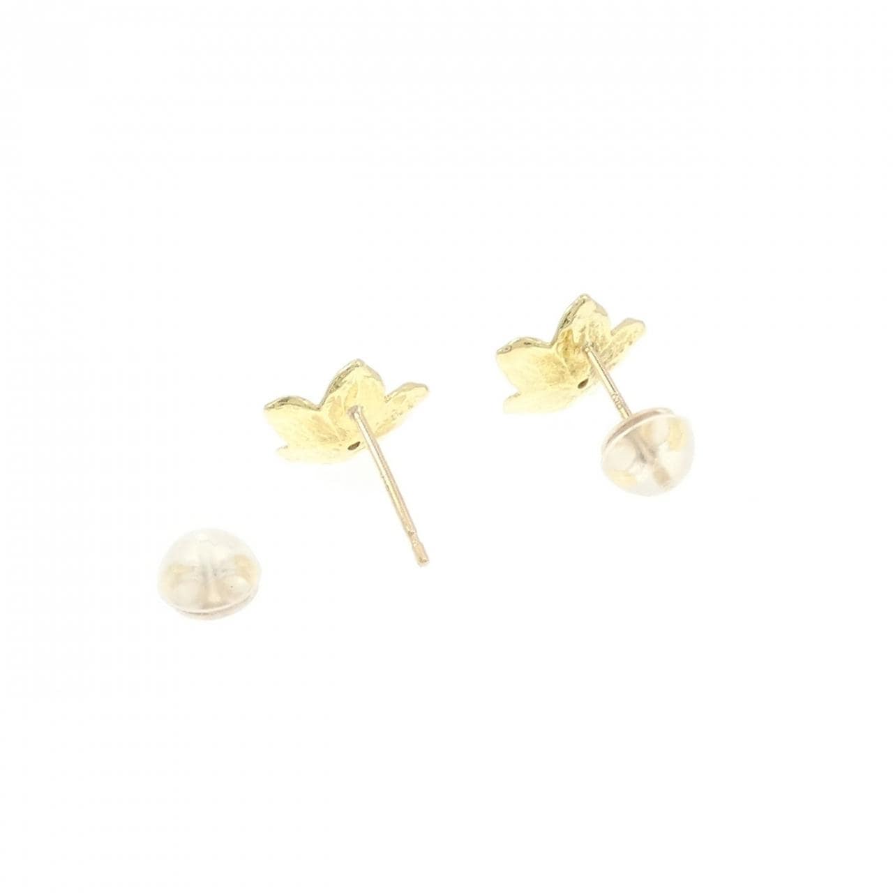 K18YG フラワー ダイヤモンド ピアス 0.02CT